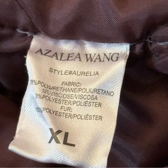 Azalea Wang Aurelia Faux Leather Moto Jacket XL Burgundy Faux Fur Collar NWT - Picture 4 of 16